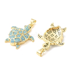 Colgantes de circonita cúbica azul cielo con micro pavé de latón&nbsp;CU-CBA6938-05G-03