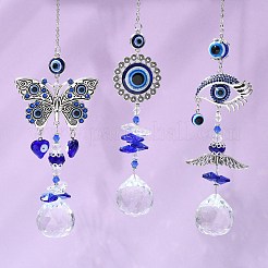 3 шт. 3 стиля турецкие подвесные украшения от сглаза из сплава&nbsp;AJEW-CJ0001-56