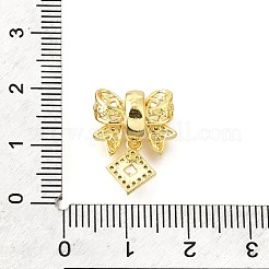 Бант и ромб латунные микропаве прозрачные кубические цирконии европейские бусины KK-V008-35G