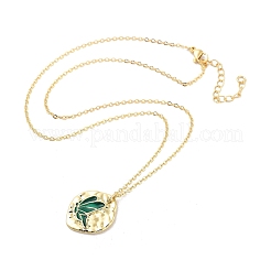 Латунная эмалевая цепочка с подвеской в виде бабочки NJEW-K379-01G-03