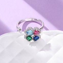 Вращающиеся манжеты из латуни с микропаве из кубического циркония для женщин&nbsp;RJEW-M099-01P