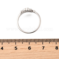 Кольца-манжеты из стерлингового серебра с кубическим цирконием в форме сердца 925 для женщин RJEW-S631-03P