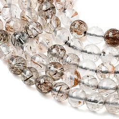 Нити бусин из рутилированного кварца из натурального черного золота&nbsp;G-G344-A01-4mm