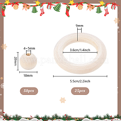 Круглые/кольцевые необработанные деревянные бусины&nbsp;PH-WOOD-G003-02