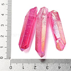 電気メッキされた天然の水晶が目盛り付きビーズ連売り  ナゲット  トップ掘削  21~43x5~13mm  穴：1mm  3個/セット&nbsp;G-P315-A19