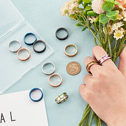 12 шт. 6 цвета 201 нержавеющая сталь рифленые кольца для пальцев STAS-FH0002-05