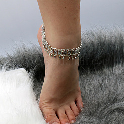 Браслеты на ногу из сплава в этническом стиле с круглыми шариками и кисточками для женщин FS-WGC1E37-01