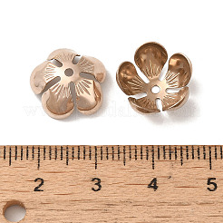 304ステンレススチールビーズキャップ  5  - 花びらの花  ローズゴールド  13.5x6mm  穴：1.2mm&nbsp;STAS-P363-04B-RG