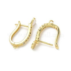 Boucles d'oreilles créoles en laiton avec pavé de zircon cubique transparent&nbsp;EJEW-C185-01G-03