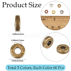 300 pièces 5 couleurs perles en alliage de style tibétain&nbsp;FIND-PA0001-67
