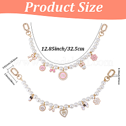 2 pz 2 stili di ciondoli in lega smaltata con catene per borsetta in perle di plastica ABS&nbsp;HJEW-WH00400