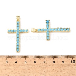 Pendentifs en laiton micro pavé de zircons cubiques bleu ciel&nbsp;CU-CBA9CBD-01G