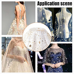 Ткань из полиэстера с вышивкой в виде звезды и луны с блестками DIY-WH0530-45A