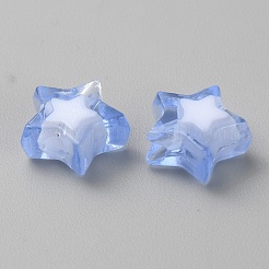 透明なアクリルビーズ  二層ビーズ  スター  コーンフラワーブルー  9x9.5x4mm  穴：2mm  約30個/袋&nbsp;TACR-CJC0002-03C