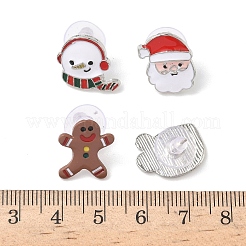 Серьги-гвоздики из сплава с эмалью на рождественскую тематику&nbsp;LS-EJEW-B068-02KCGG-02