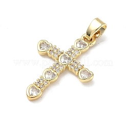 Латунные микропаве прозрачные подвески с фианитом&nbsp;KK-P350-20G