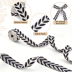 3 écheveau de rubans jacquard en polyester à motif de feuilles&nbsp;SRIB-CY0001-45