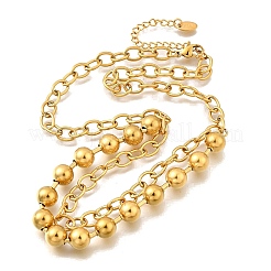 Ожерелья из нержавеющей стали 304 с цепочкой из троса и шариковой цепью для женщин&nbsp;NJEW-F340-02G