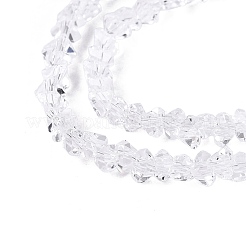 透明ガラスビーズ連売り  三角形  多面カット  透明  2~2.5x3.5~4x3.5~4mm  穴：0.8mm  約126~132個/連  13.78~14.96''（35~38センチメートル）&nbsp;GLAA-N018-3mm-02