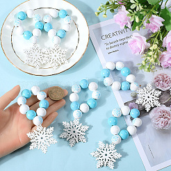 Weihnachtsserviettenringe mit Schneeflocken aus Holzperlen&nbsp;AJEW-SC00037