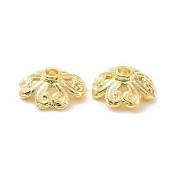 ラックメッキ合金ビーズキャップ  長持ちメッキ  鉛フリー＆カドミウムフリー  4花びら  花  ゴールドカラー  7.5x2.5mm  穴：0.8mm&nbsp;PALLOY-F283-012G