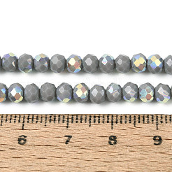 Нити из непрозрачных стеклянных бусин-ронделей с цветным покрытием ab&nbsp;EGLA-T029-4mm-09A