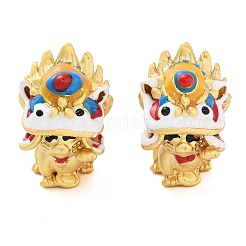 合金エナメルヨーロピアンビーズ  大穴ビーズ  ライオンダンス  ゴールドカラー  18x12x11.5mm  穴：4mm&nbsp;ENAM-M008-26G