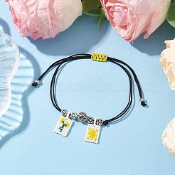 Braccialetti intrecciati con perline in lega e ottone&nbsp;BJEW-MZ00075-02