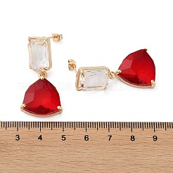 Серьги-гвоздики из золотой латуни со стеклом&nbsp;GLAA-B015-16