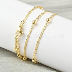 Женские ожерелья из латунной цепочки с круглыми овальными шариками толщиной 3.5 мм&nbsp;NJEW-K271-18G