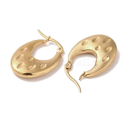 楕円形 201 ステンレススチール ハーフフープ イヤリング 女性用  304ステンレスピン付き  ゴールドカラー  26x4.5mm&nbsp;EJEW-G385-05G