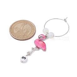 Подвески для бокалов с эмалью из сплава фламинго AJEW-JO00222