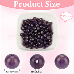 120 шт. круглые бусины из натурального аметиста&nbsp;G-PA0001-16A