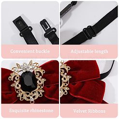Fliege aus Polyester mit Brosche aus einer Legierung aus Glas&nbsp;AJEW-WH0481-784C