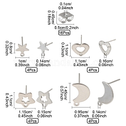 16 шт. 4 стиля фурнитуры для сережек-гвоздиков из нержавеющей стали 304 STAS-FS0001-85P