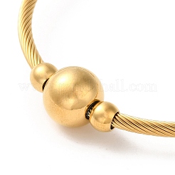 Ионное покрытие (ip) 304 нержавеющая сталь круглые бусины браслеты манжеты&nbsp;BJEW-P310-03G