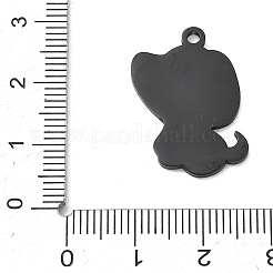 304ステンレスペンダント  斑点のある犬のチャーム  艶出し  イオンプレーティング（ip）  ブラック  24x18.5x1.5mm  穴：1.9mm&nbsp;SA-CBAE115-11EB