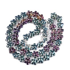電気メッキガラスビーズセット  花  ダークターコイズ  12x12.5x7mm  穴：1mm  約54~55個/連  24.57~24.96インチ（62.4~63.4cm）&nbsp;EGLA-T028-02M
