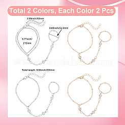 4 шт. 2-цветный сплав панцирного плетения браслеты-кольца для женщин BJEW-CY0001-07