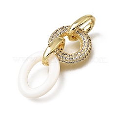 Nacre blanche naturelle et laiton sertis de micro-pavés de zircone cubique transparente&nbsp;KK-C262-05C-G