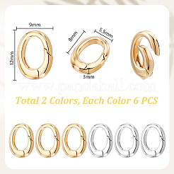 12 шт. 2-х цветные овальные латунные застежки с пружинным затвором KK-GA0002-16