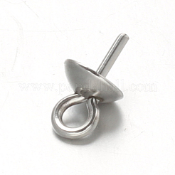 304ステンレススチールカップパールペグベイルピンペンダント  片穴パーツ用  ステンレス鋼色  4mm  穴：1mm  ピン：0.7mm&nbsp;STAS-F094-03A-P