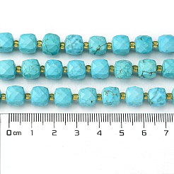 Синтетические синие бирюзовые бусины G-Q010-A13-01