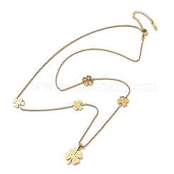 Ожерелья с подвеской в виде клевера из нержавеющей стали 304 NJEW-V001-10G