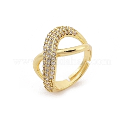 Стойка покрытие крест латунь микро паве прозрачный кубический цирконий регулируемые кольца для женщин RJEW-M028-121G