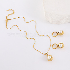 Комплекты из круглых серег-колец и ожерелий с подвесками из нержавеющей стали 304 BA0811-3