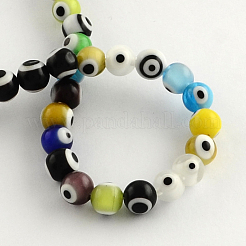 Fatti a mano rotonda perline lampwork malocchio fili&nbsp;LAMP-R114-8mm-12