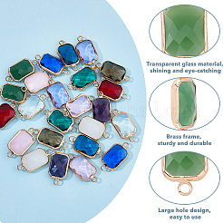24 шт. 12-цветные граненые стеклянные подвески-соединители из сплава&nbsp;FIND-FI0001-08B