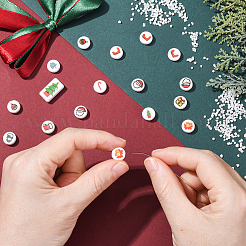 100 шт. непрозрачные акриловые бусины с рождественским принтом&nbsp;OACR-SP0001-93