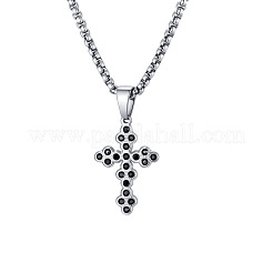 Colliers pendentifs gothiques en acier inoxydable 304 pavés de zirconiums cubiques noirs&nbsp;WGE3449-01